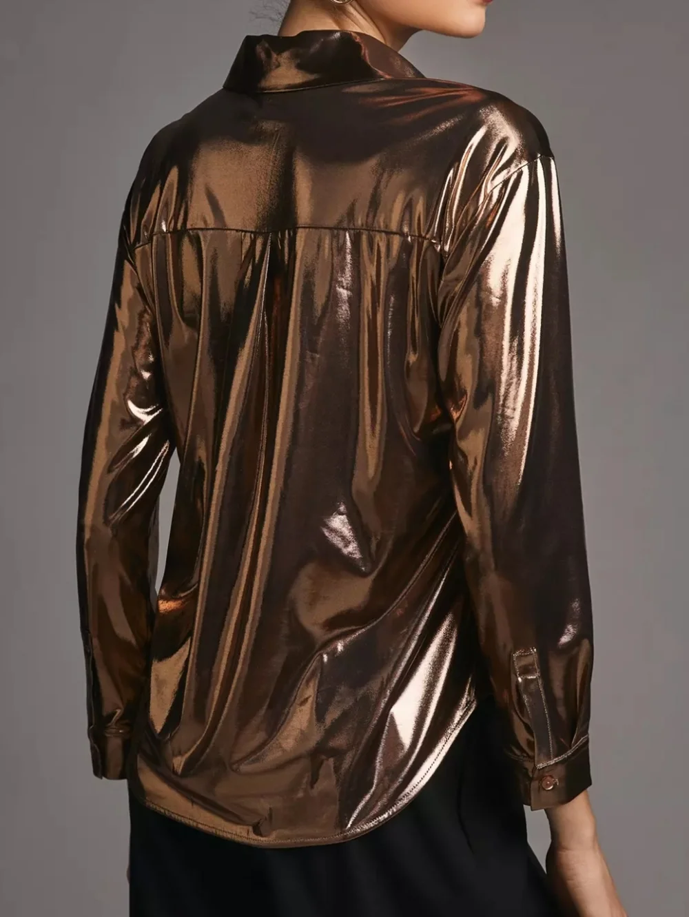 By Anthropologie Shine Shirt In Gold Size Small - Picture 3 of 7